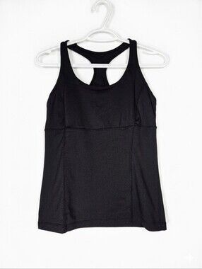 ​Sportek Platinum Black Racerback Performance Tank Top Keyhole Back Detail